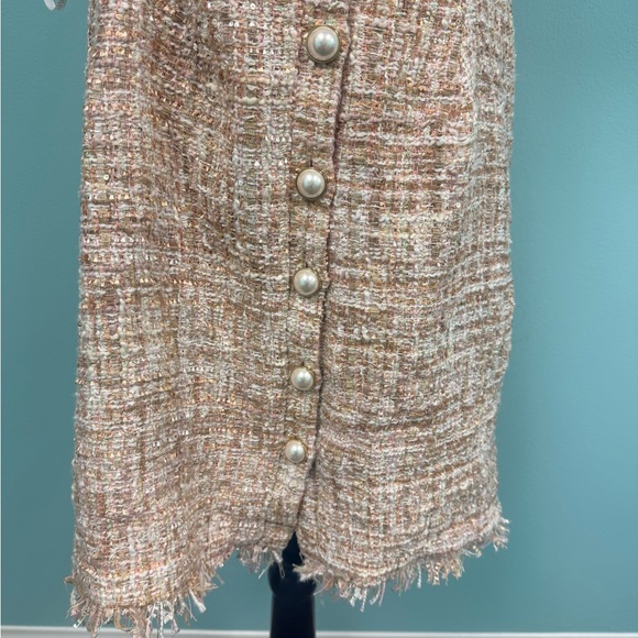 Foxiedox Puff-Sleeve Tweed Sheath Dress Blush L & XL - Picture 4 of 8